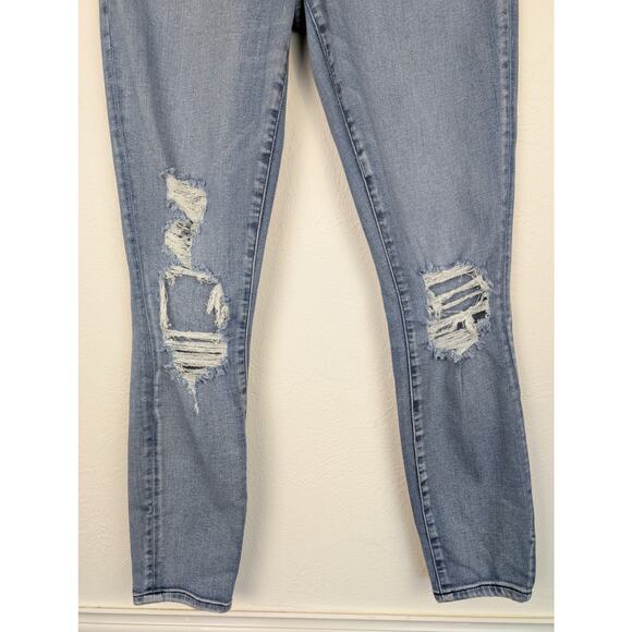 Good American Jeans Good Waist Crop Skinny Distressed Stretch Blue Size 8 29 - Picture 3 of 11